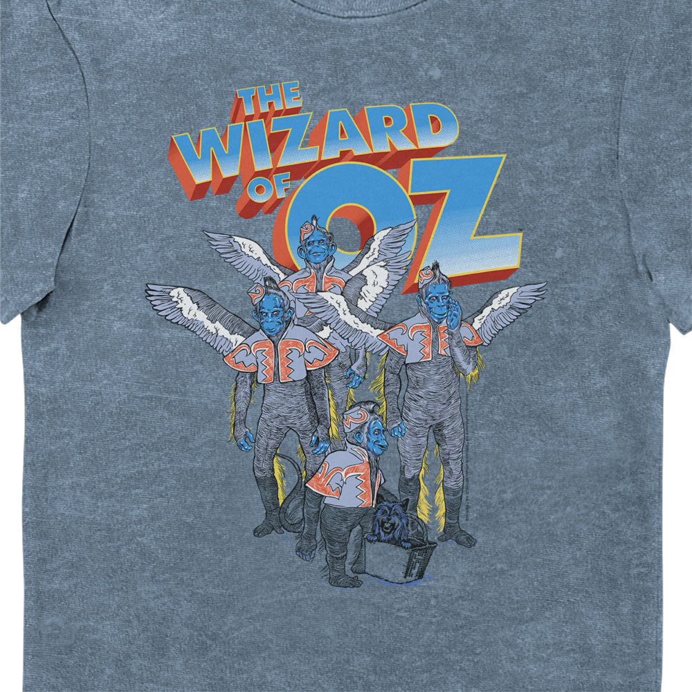 The Wizard Of Oz Blue Vintage Winged Monkeys & Toto Adults T-Shirt
