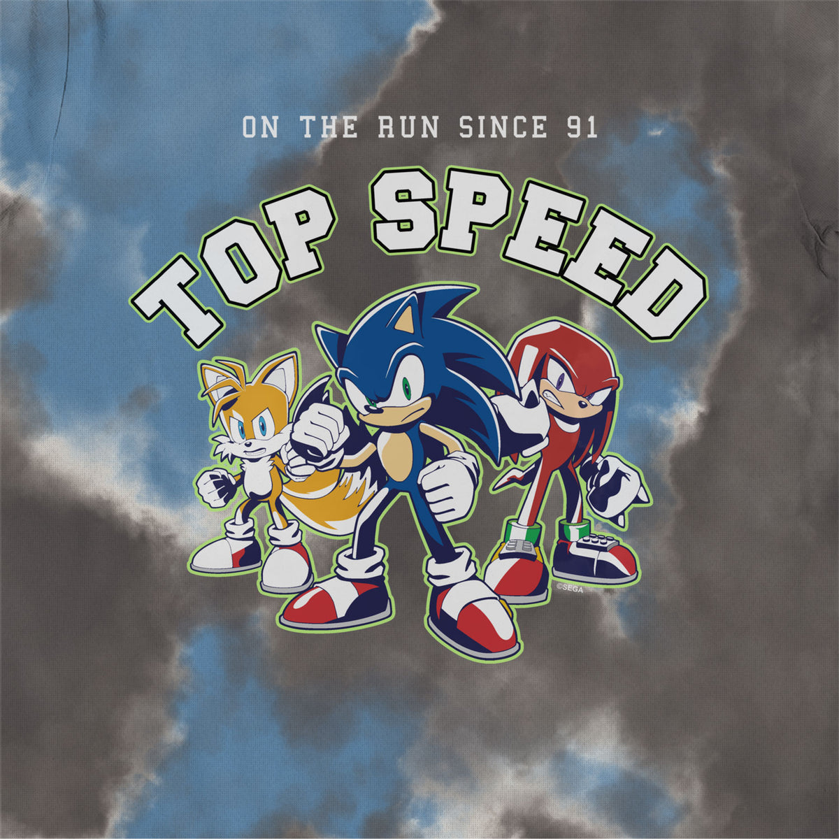 Sonic The Hedgehog Top Speed Tie Dye Grey & Blue Kids T-Shirt