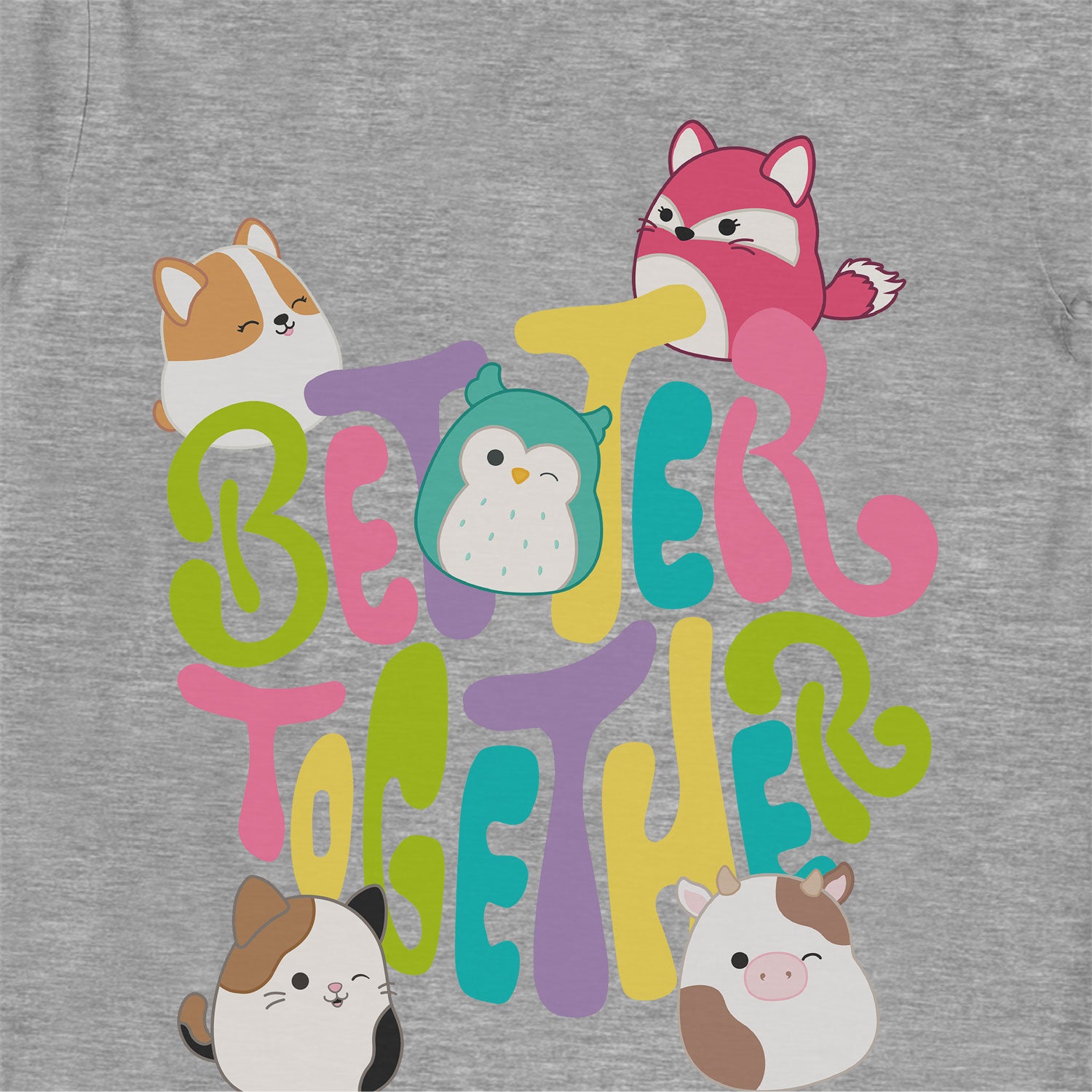 Squishmallows Better Together Grey Marl Kids T-Shirt