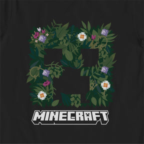 Minecraft Floral Creeper Black Kids T-Shirt