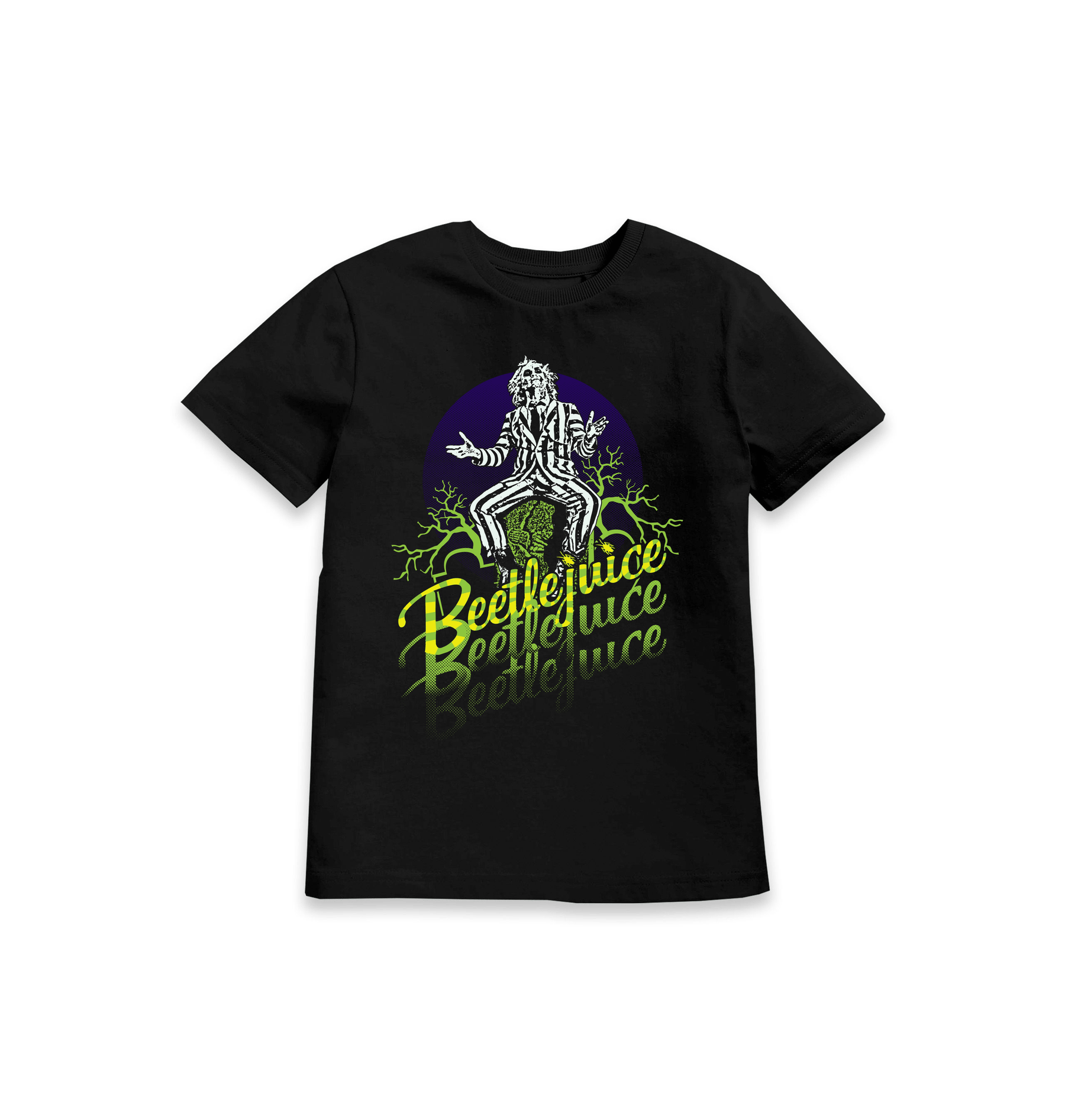 Black Printed Kids T-Shirt Front