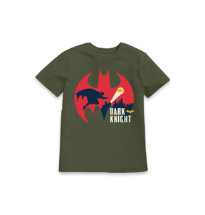 Khaki Printed Kids T-Shirt Front