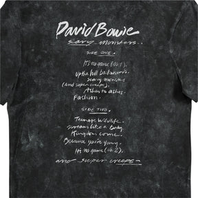 David Bowie Handwritten Black Snow Wash Printed Music T-Shirt