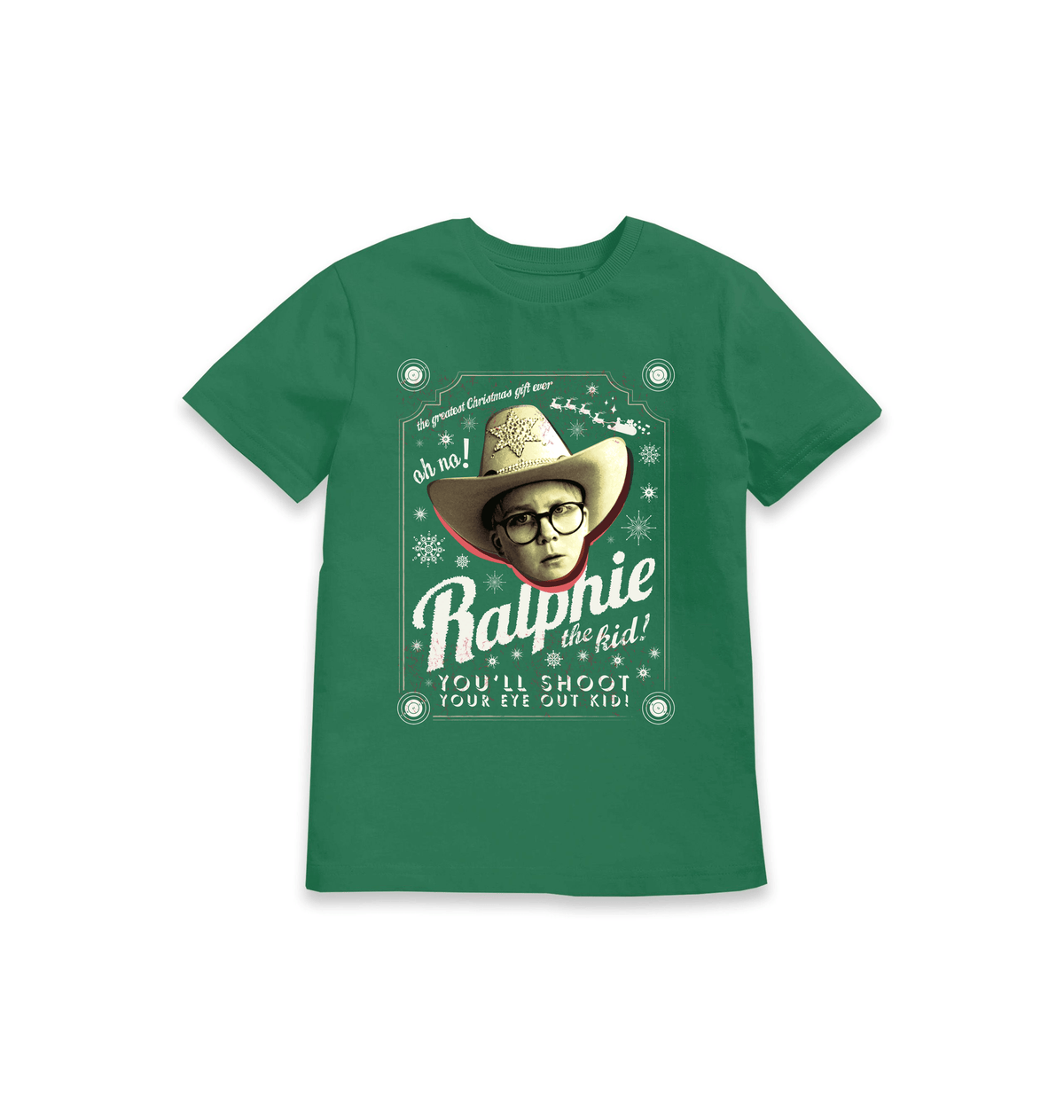 Green Printed Kids T-Shirt Front