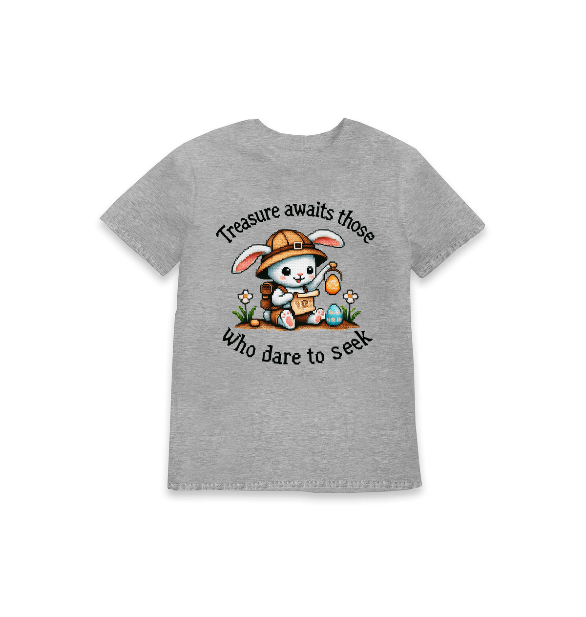 Grey Marl Printed Kids T-Shirt Front