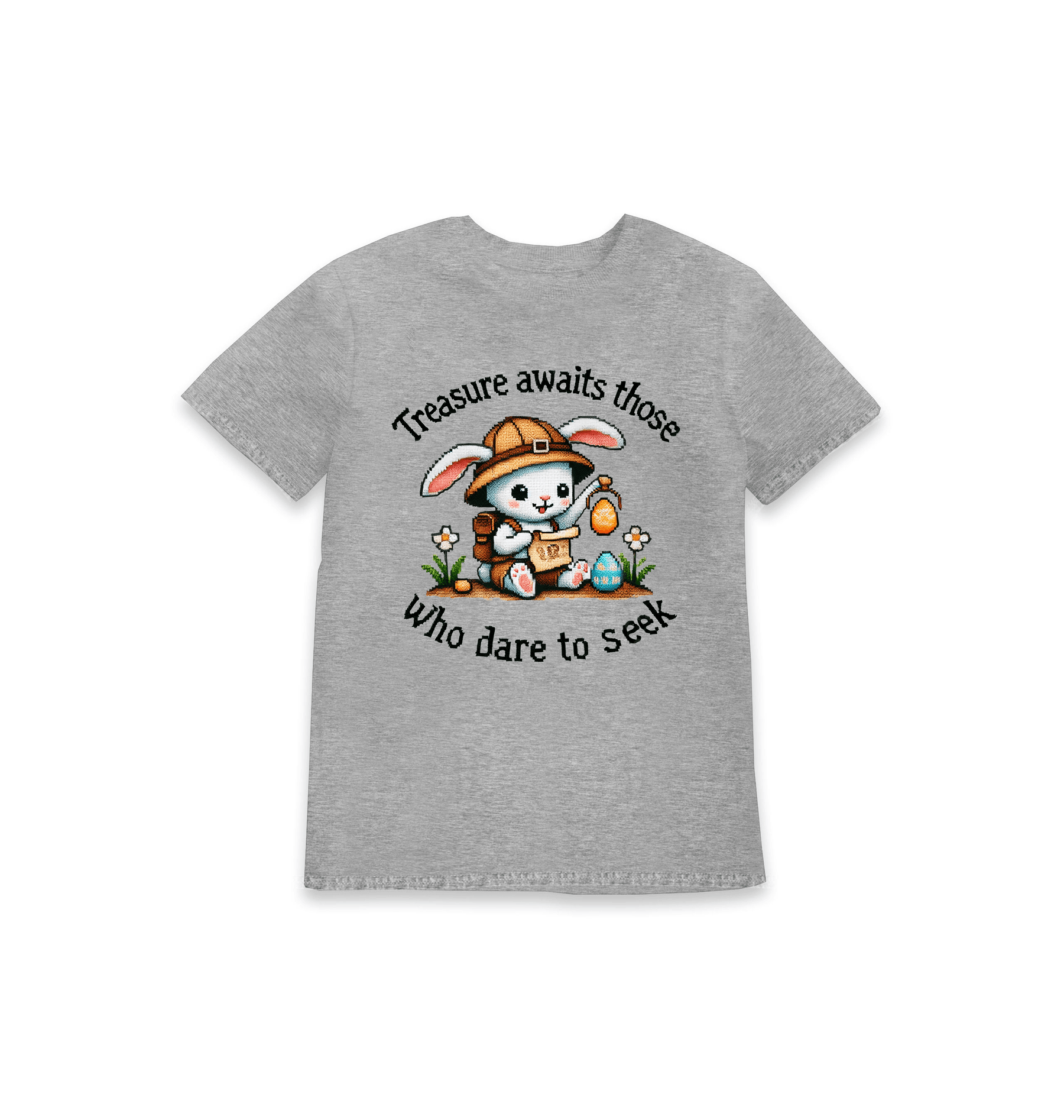 Grey Marl Printed Kids T-Shirt Front