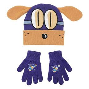 Dog Man Bark Knight Youth Cuff Hat and Knit Gloves Cold Weather Set