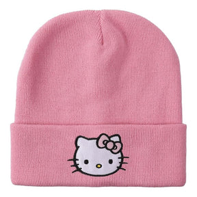 Hello Kitty Embroidered Cuff Beanie - Pink
