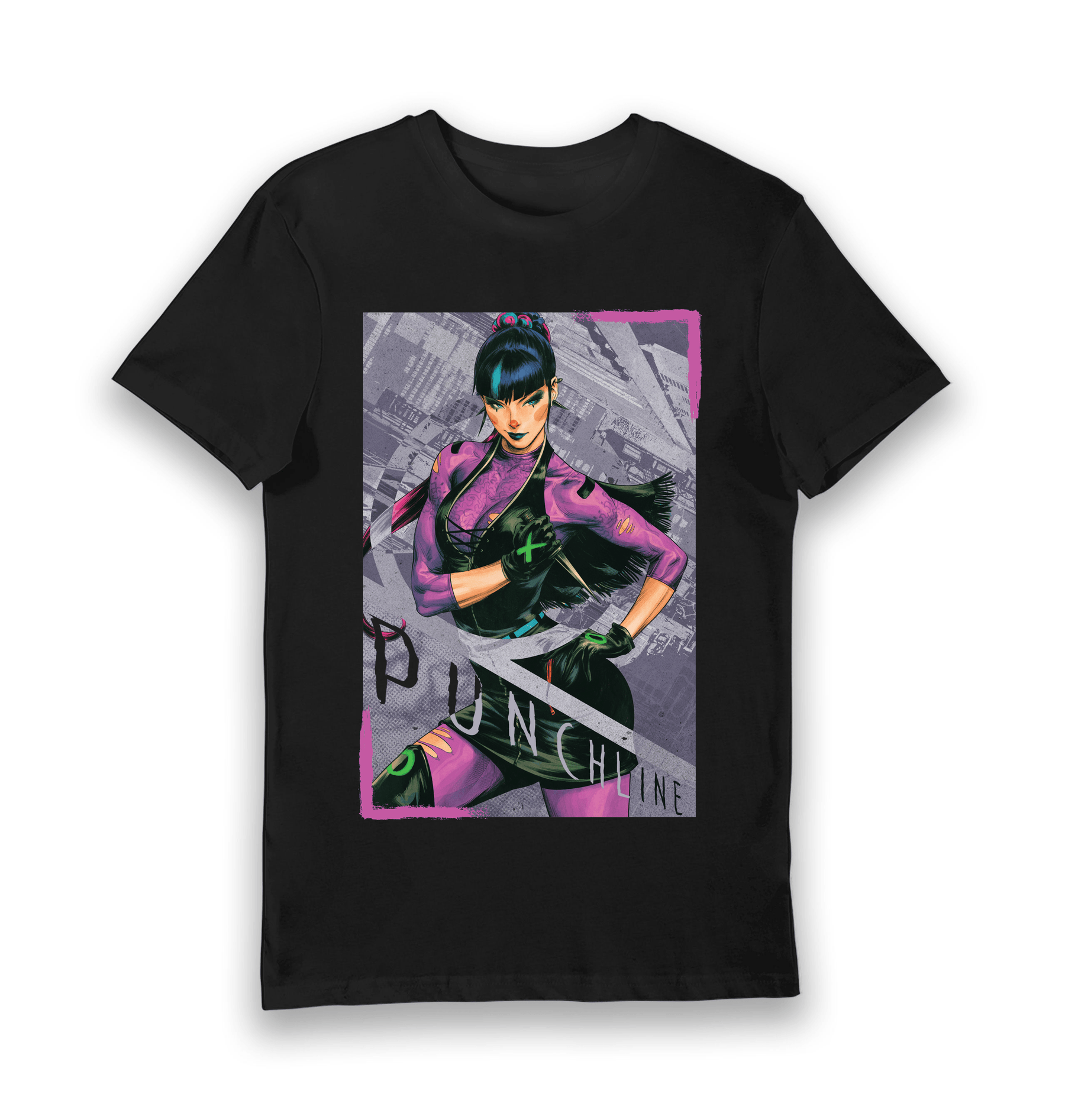 Black Printed T-shirt Front