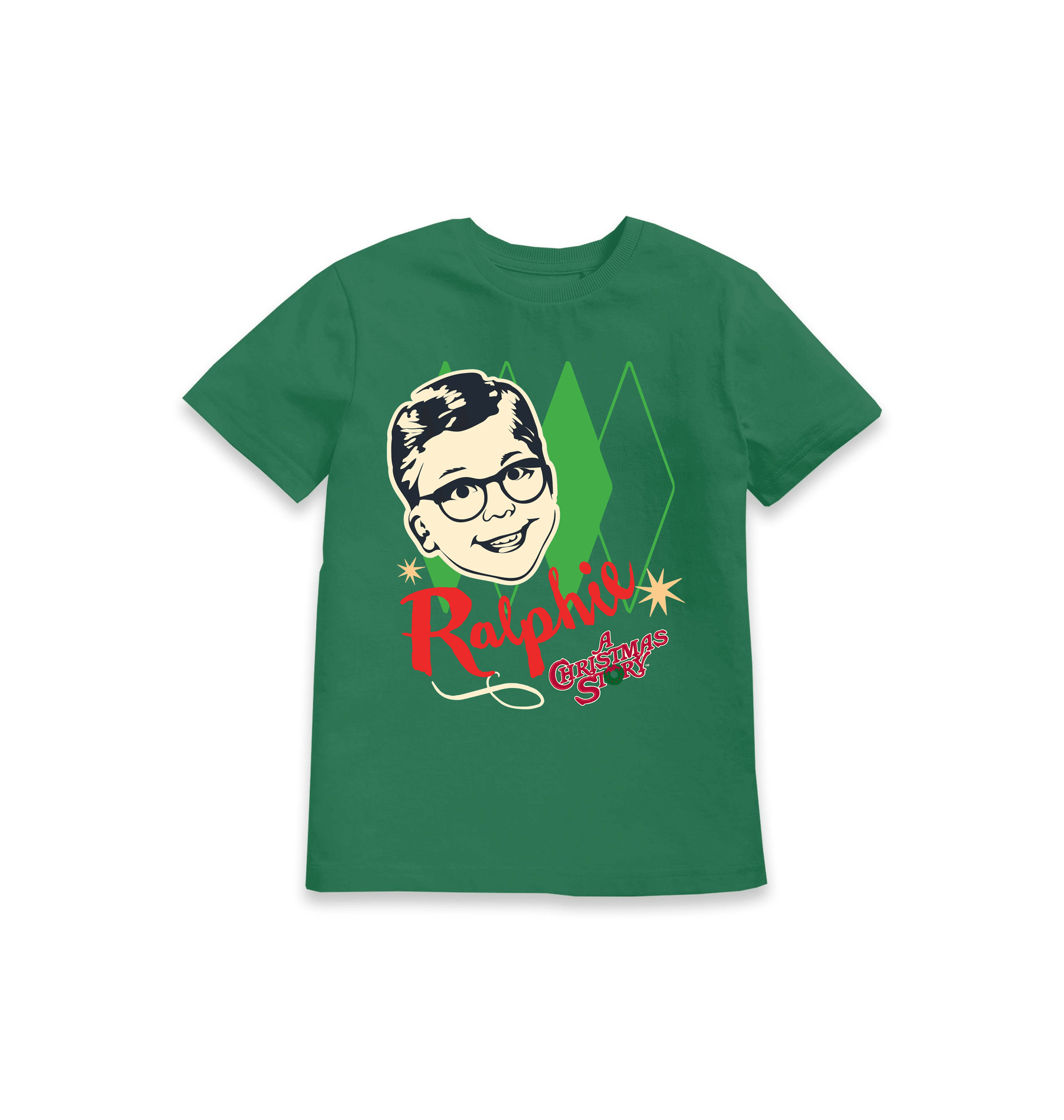 Green Printed Kids T-Shirt Front