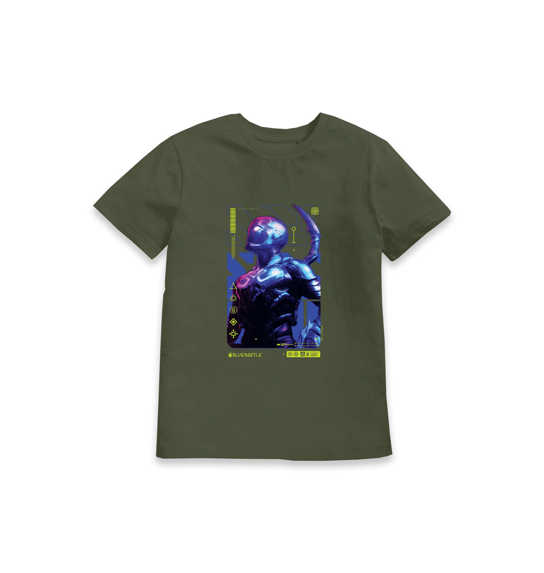 Khaki Printed Kids T-Shirt Front