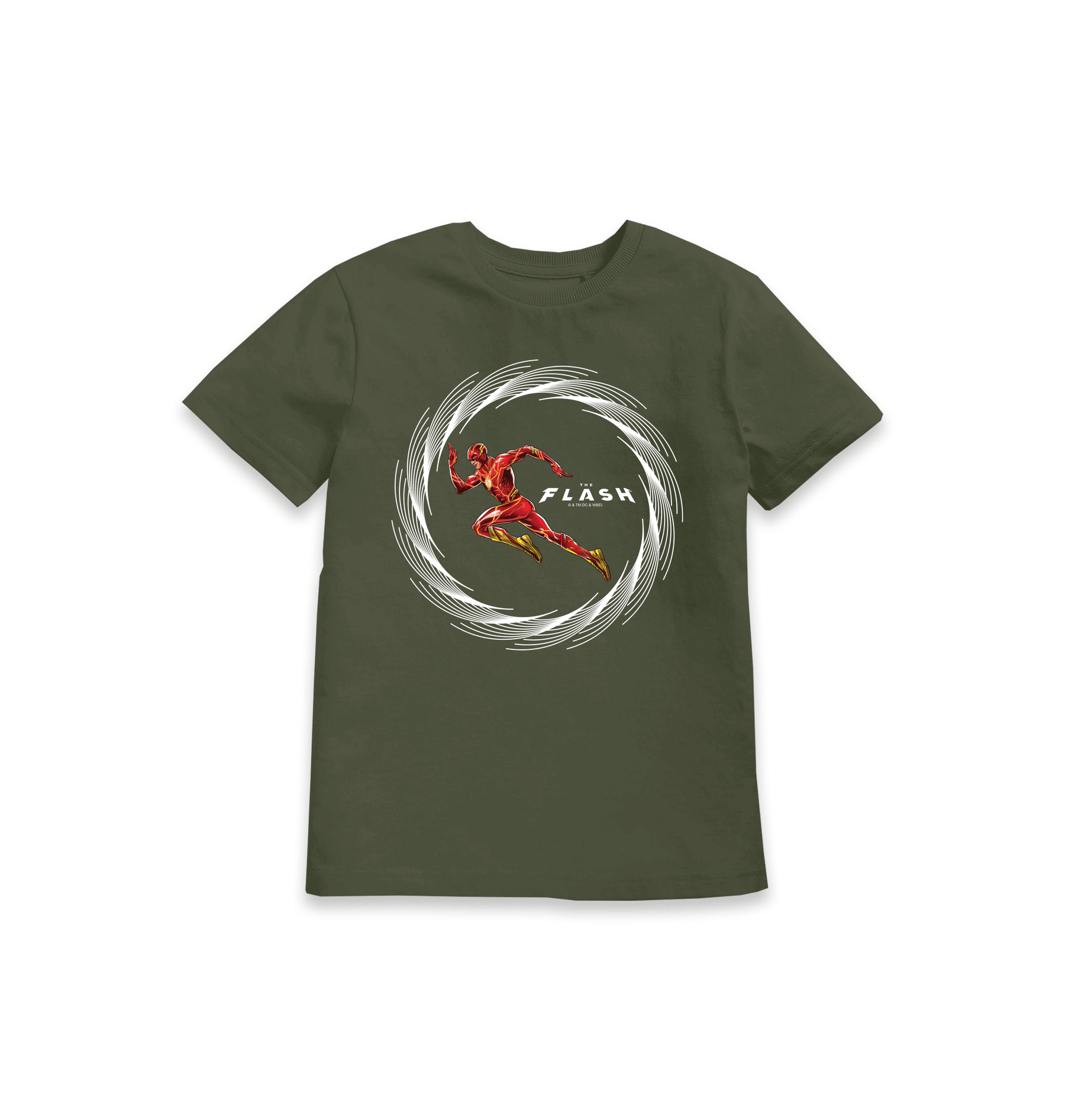 Khaki Printed Kids T-Shirt Front