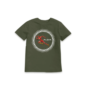 Khaki Printed Kids T-Shirt Front