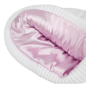 Hello Kitty Embroidered Cuff Beanie - White Ribbed Knit