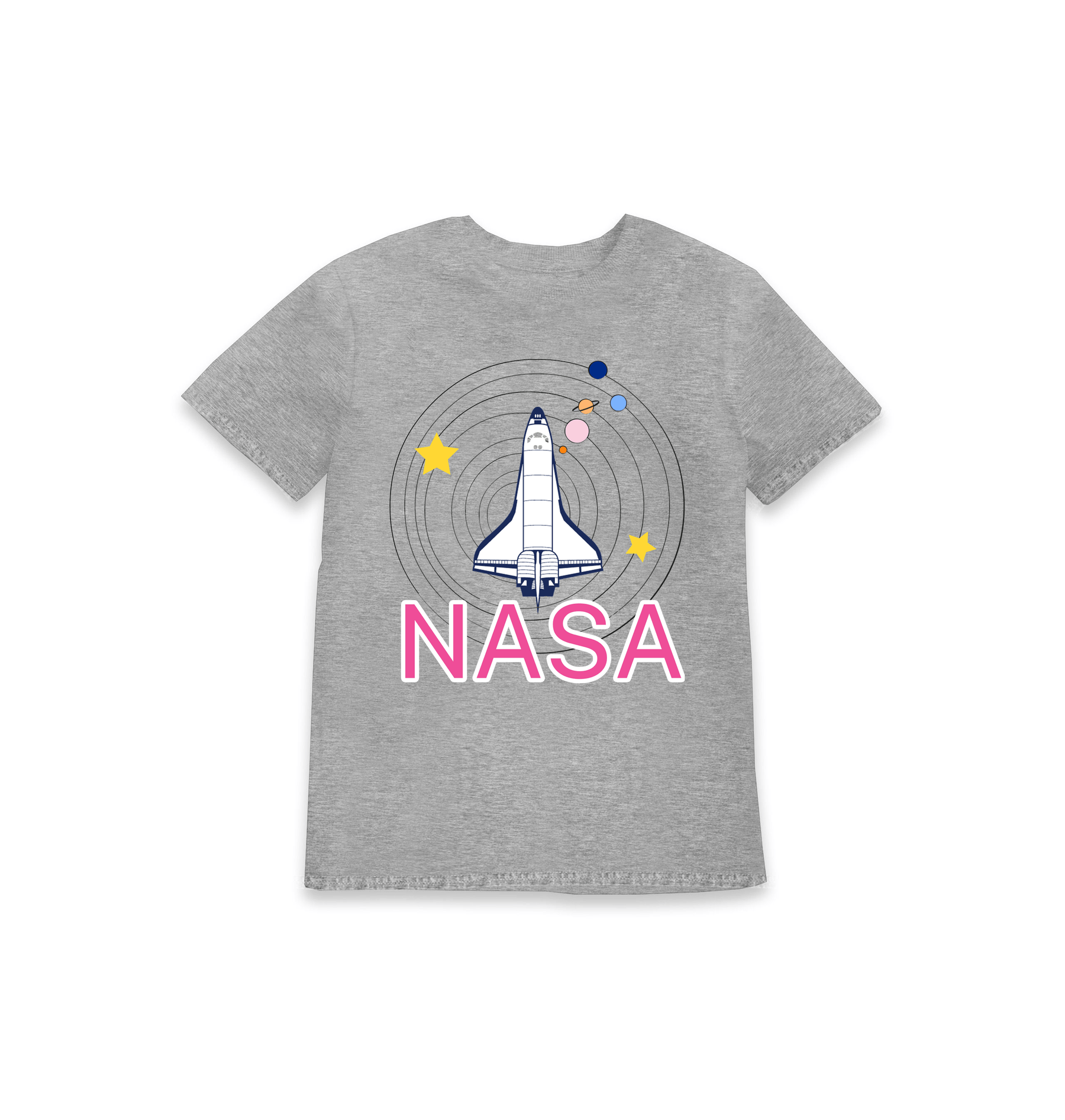 Grey Marl Printed Kids T-Shirt Front