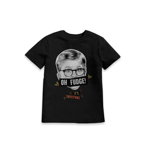 Black Printed Kids T-Shirt Front