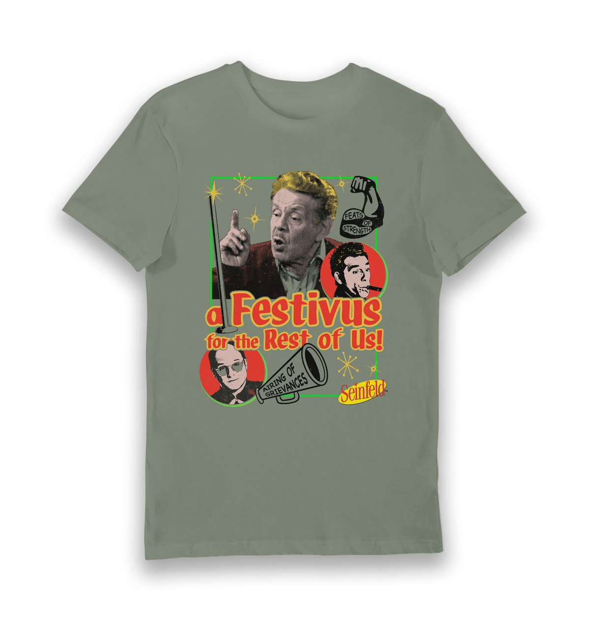 Khaki Printed T-shirt Front