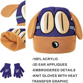 Dog Man Bark Knight Youth Cuff Hat and Knit Gloves Cold Weather Set