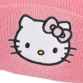 Hello Kitty Embroidered Cuff Beanie - Pink