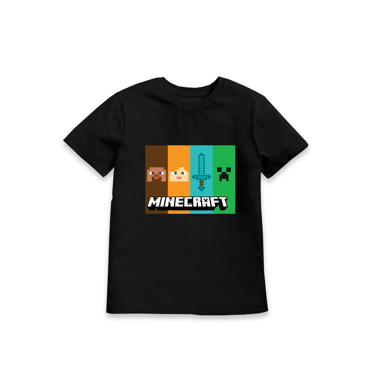 Black Printed Kids T-Shirt Front