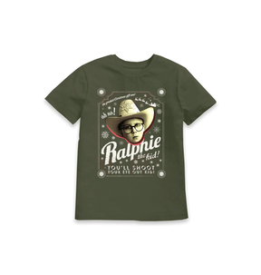 Khaki Printed Kids T-Shirt Front