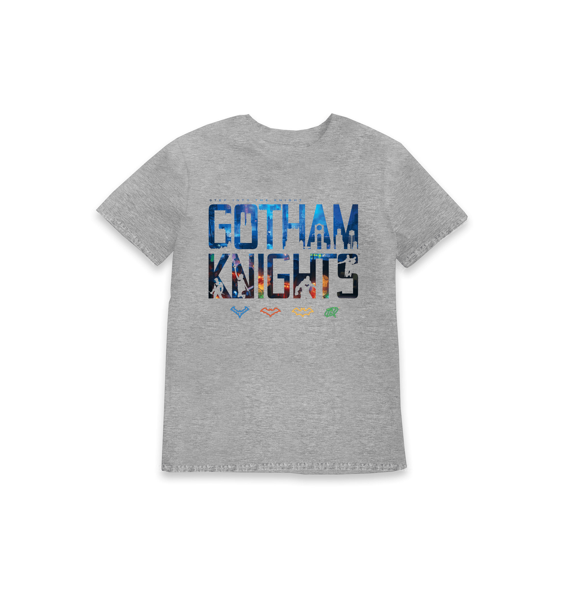 Grey Marl Printed Kids T-Shirt Front