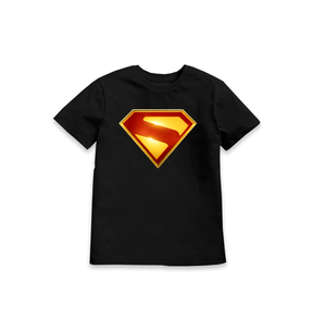 Black Printed Kids T-Shirt Front