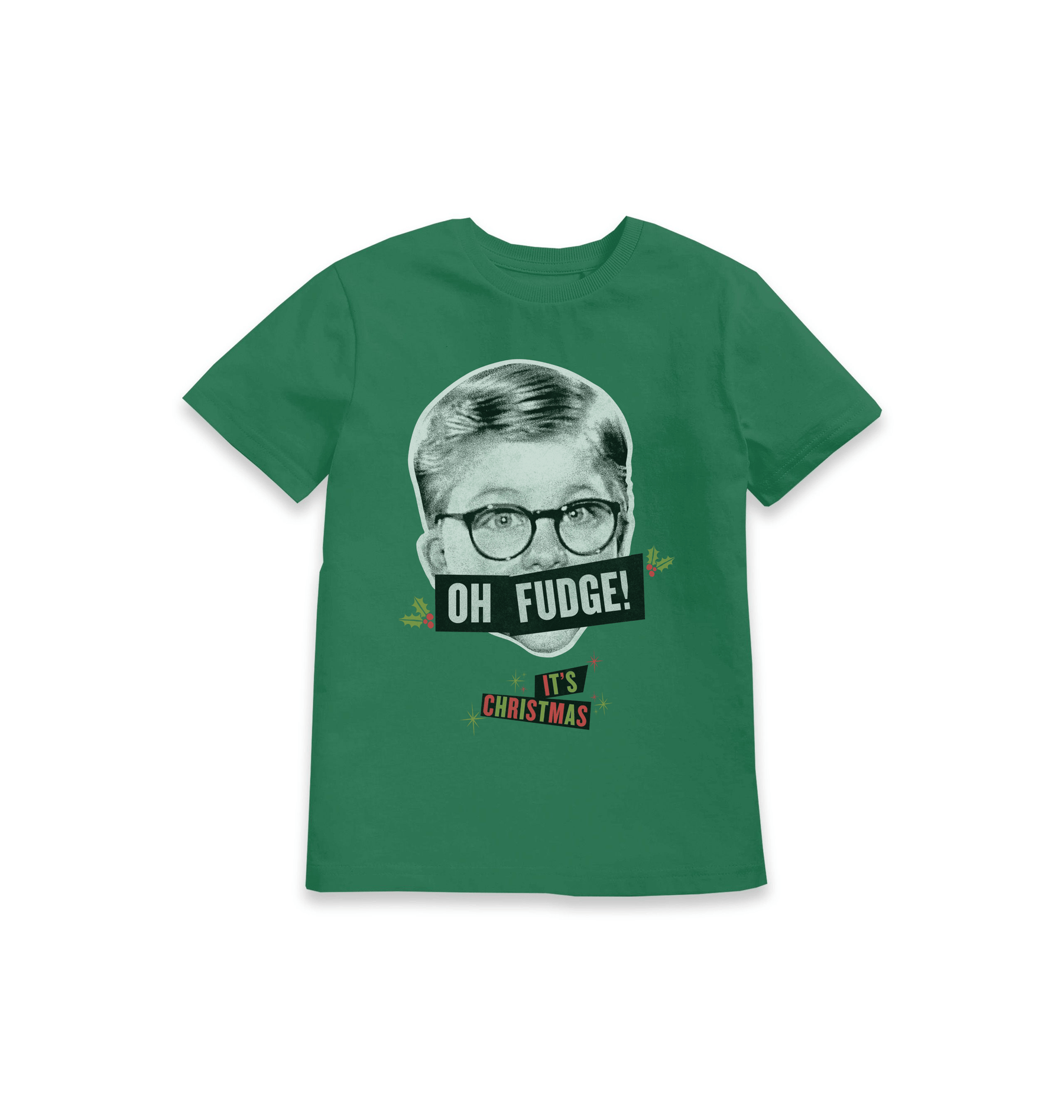Green Printed Kids T-Shirt Front