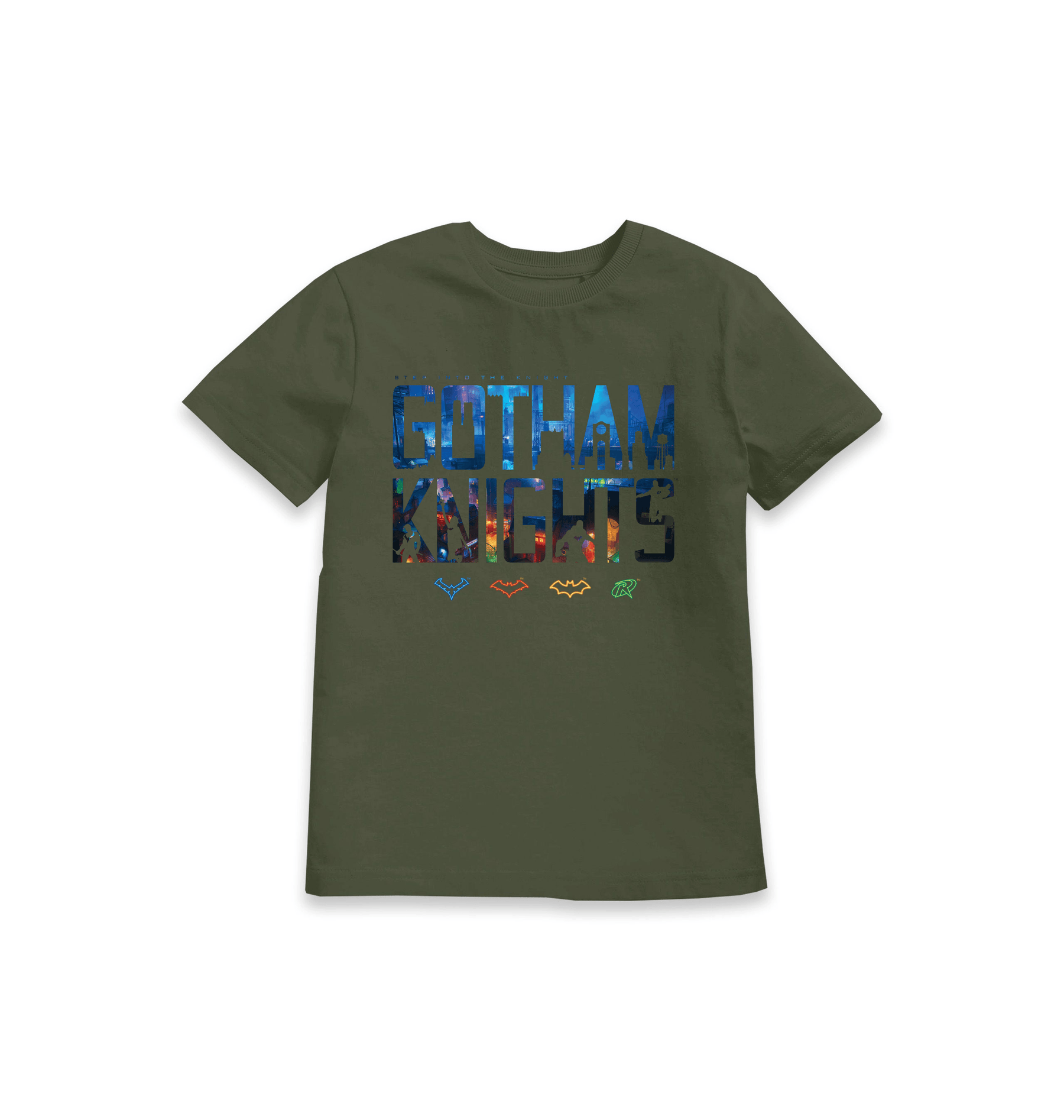 Khaki Printed Kids T-Shirt Front