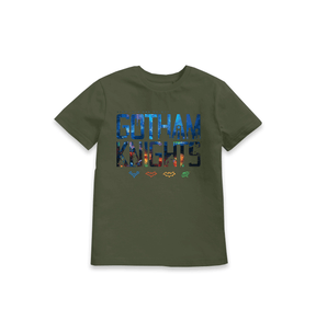 Khaki Printed Kids T-Shirt Front