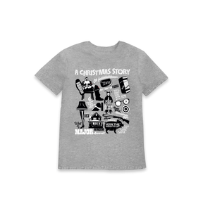 Grey Marl Printed Kids T-Shirt Front
