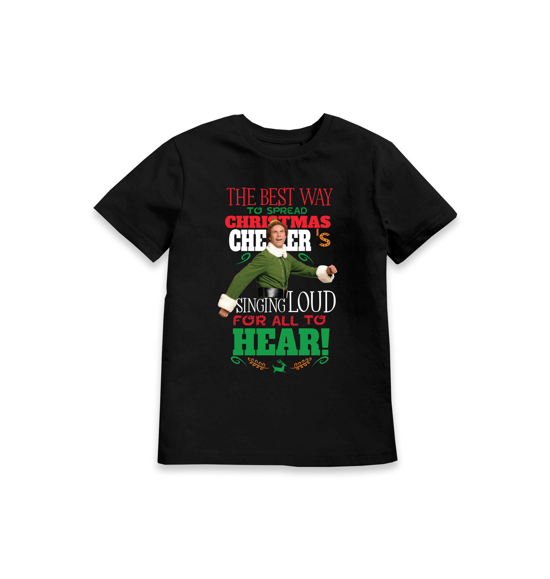 Black Printed Kids T-Shirt Front