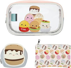 Squishmallows Food Squad Travel Cosmetic Bags (Set of 3), Multicolored, One size