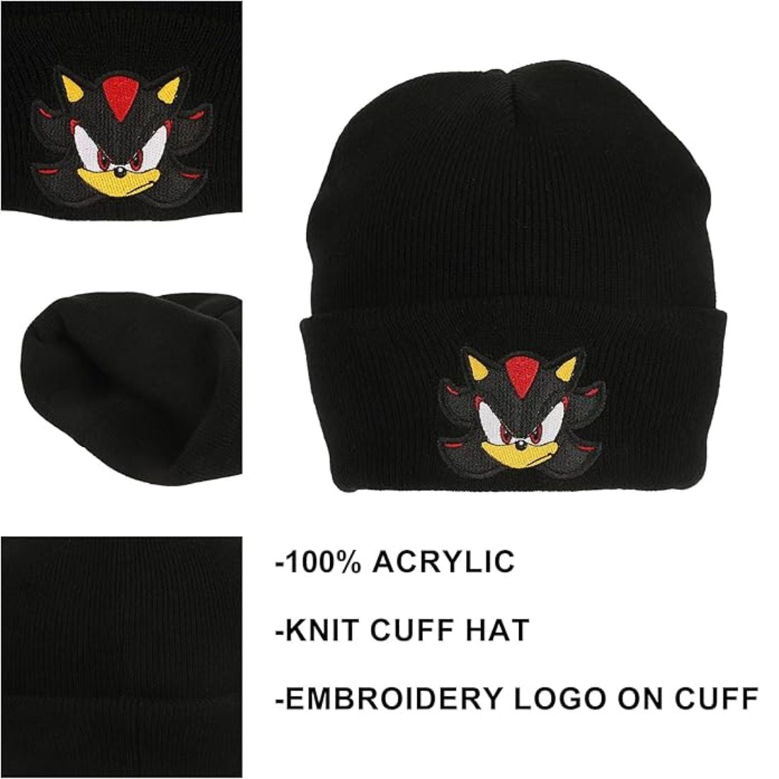 Sonic The Hedgehog Shadow Embroidered Cuff Beanie – Official SEGA Merchandise by Bioworld