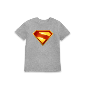 Grey Marl Printed Kids T-Shirt Front