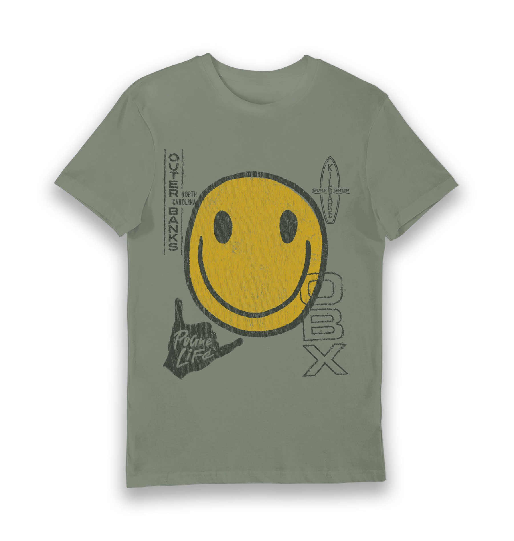 Khaki Printed T-shirt Front