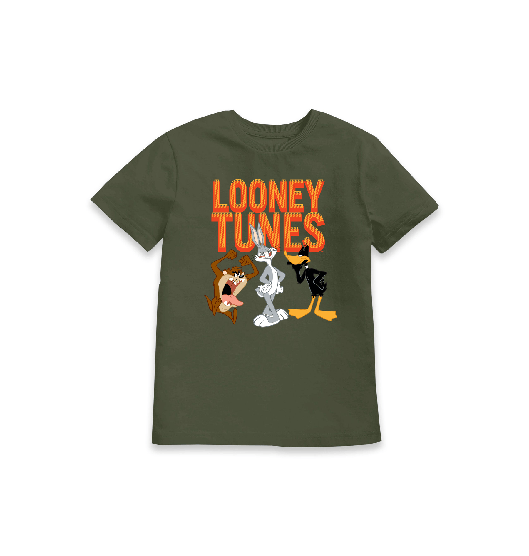 Khaki Printed Kids T-Shirt Front