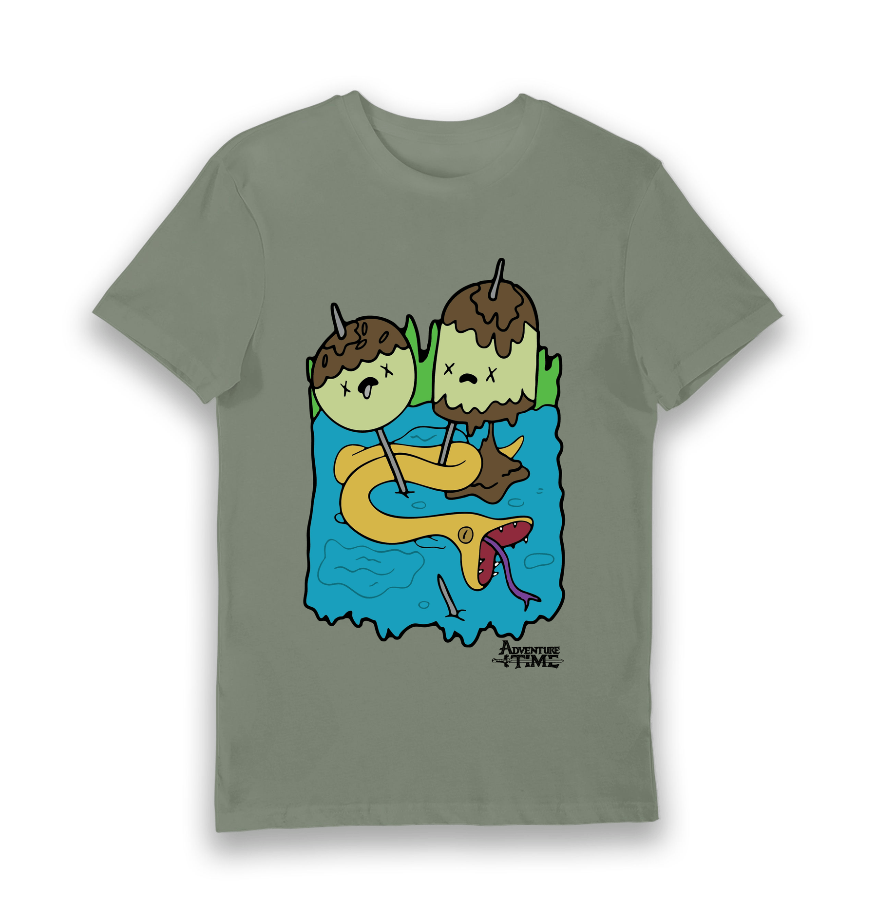 Khaki Printed T-shirt Front