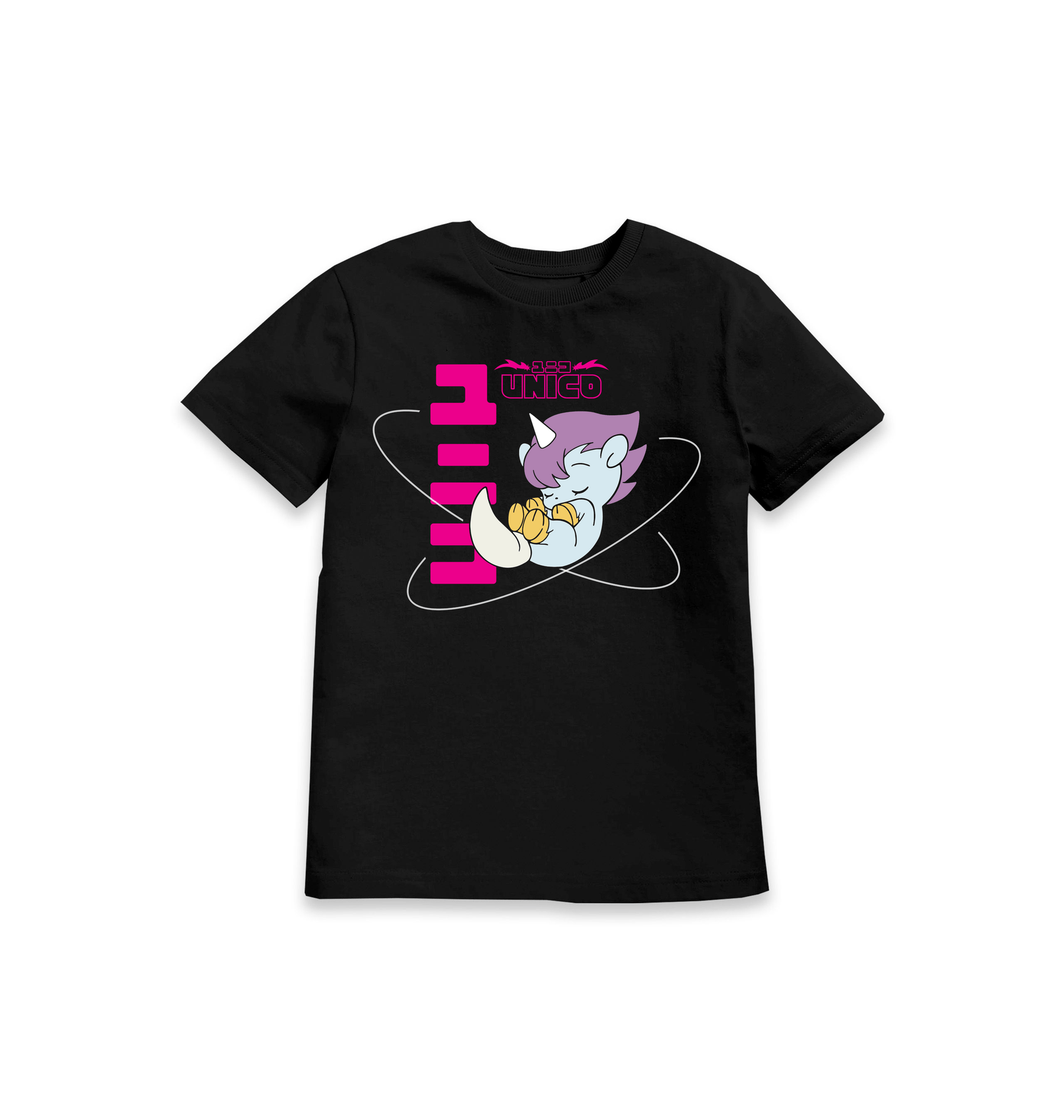 Black Printed Kids T-Shirt Front