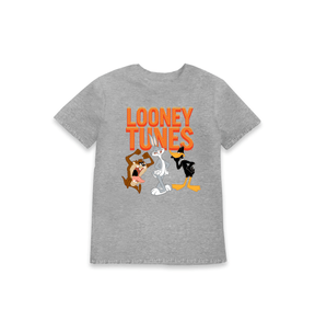 Grey Marl Printed Kids T-Shirt Front