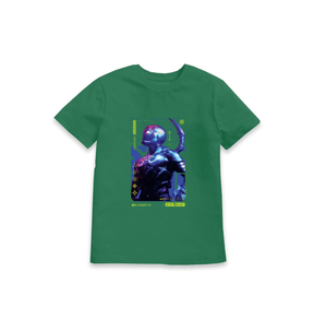 Green Printed Kids T-Shirt Front