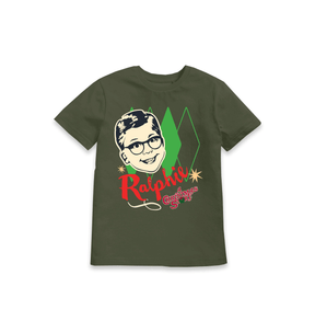 Khaki Printed Kids T-Shirt Front