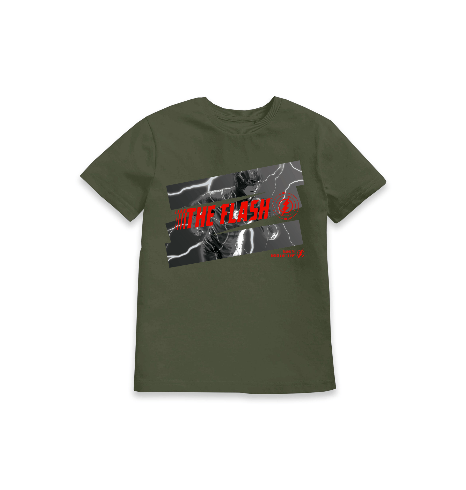 Khaki Printed Kids T-Shirt Front