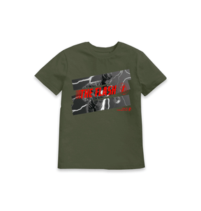 Khaki Printed Kids T-Shirt Front