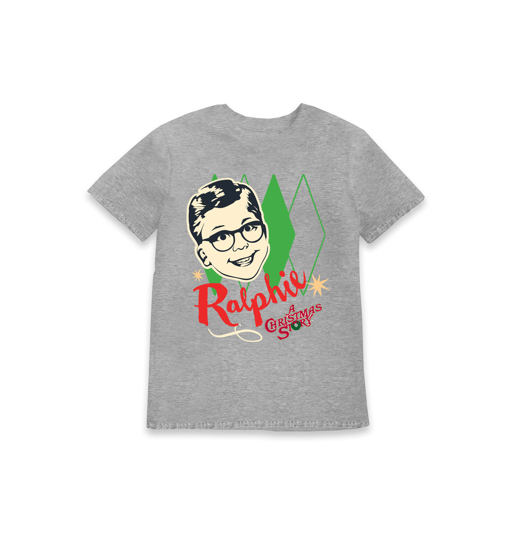 Grey Marl Printed Kids T-Shirt Front
