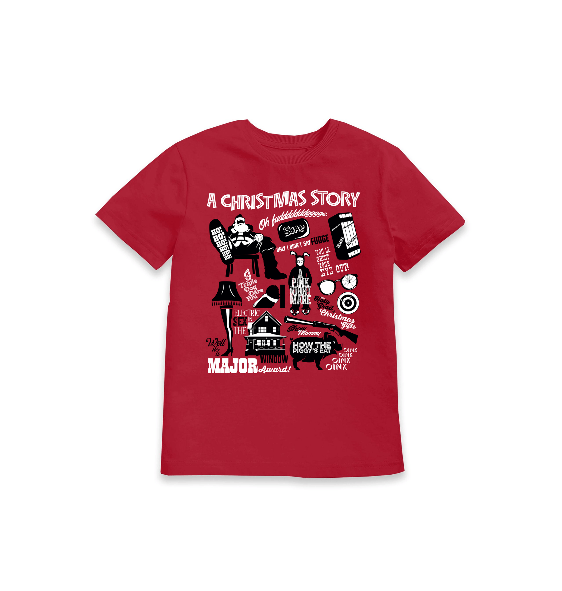 Red Printed Kids T-Shirt Front