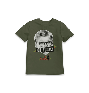 Khaki Printed Kids T-Shirt Front