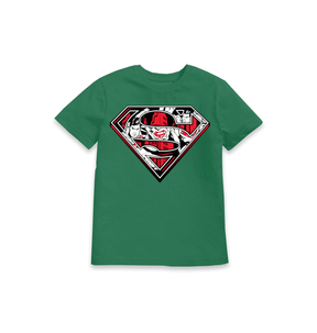 Green Printed Kids T-Shirt Front