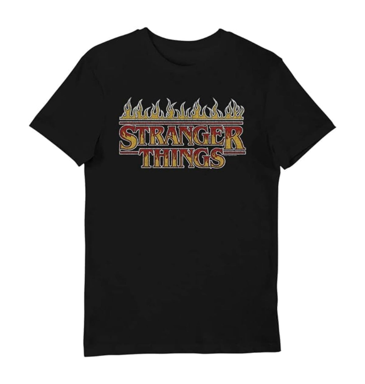 Stranger Things Flames Logo T-Shirt & Lounge Bottom Set (as8, alpha, regular) Black