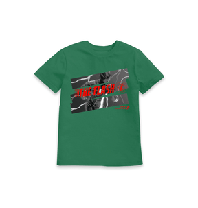 Green Printed Kids T-Shirt Front